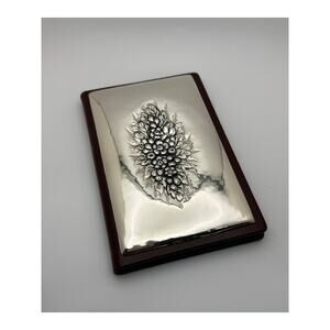 Vintage Sterling Silver Front Leather Bound Address Book Argento 925 (125)